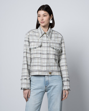 Ballantyne Tweed cropped jacket with checked silk and wool BLC060QSI04