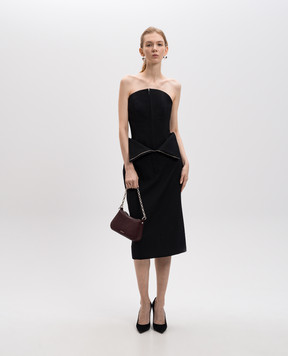 Alexander McQueen Black wool midi skirt with asymmetric top 813474QJADA