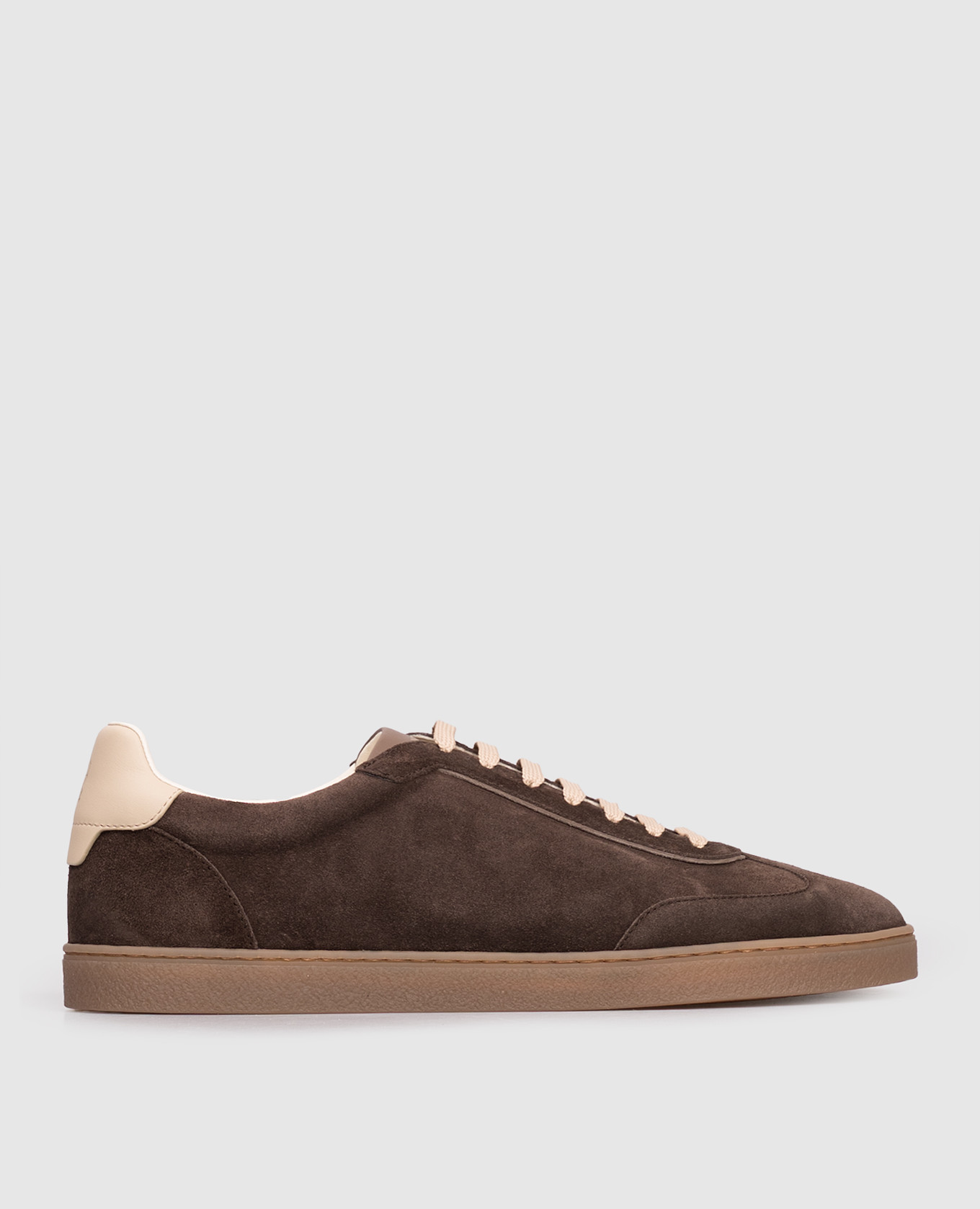 Brown suede sneakers with logo Brunello Cucinelli