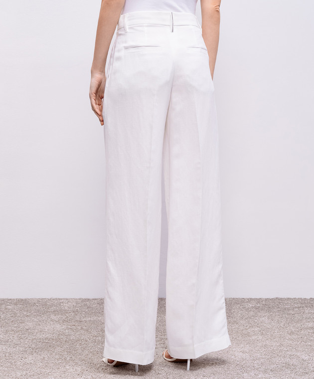 パンツ BRUNELLO CUCINELLI Women Straight Pants MH126P8884 C600 Whit Brunello Cucinelli - White linen pants MH126P8884 - shop