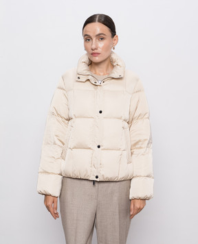 Peserico Beige down jacket with brand patch S2410606104