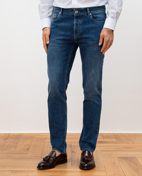 Brunello Cucinelli Blue distressed jeans with logo M283PD3210