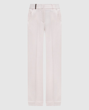 Peserico Beige wool trousers with branded patch A0478300668