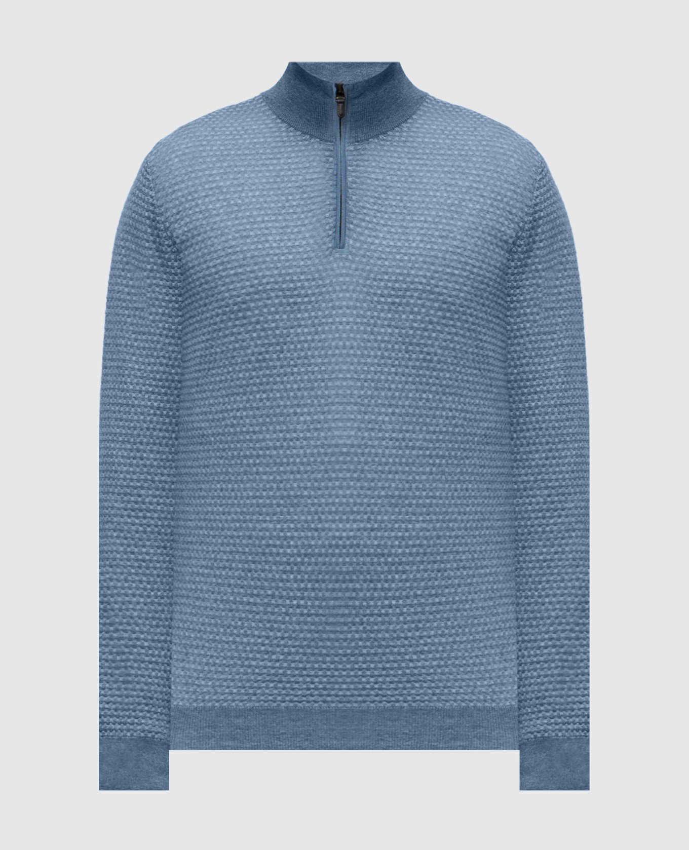 Blue merino wool jumper with pattern