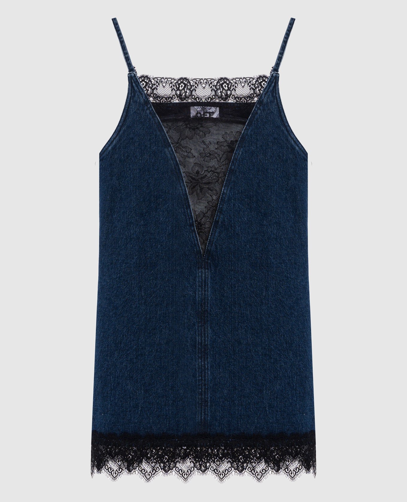 

Blue denim dress 20s slip with lace Off-White