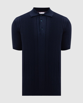 Brunello Cucinelli Blue polo shirt with woven pattern M29203305