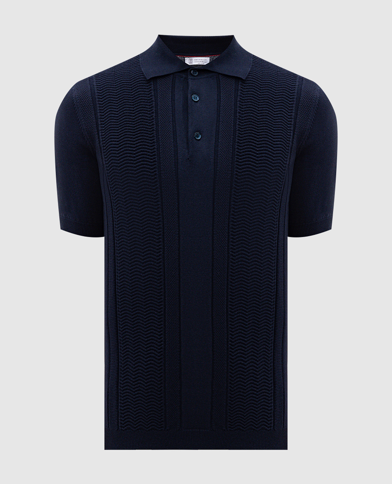 Blue polo shirt with woven pattern Brunello Cucinelli