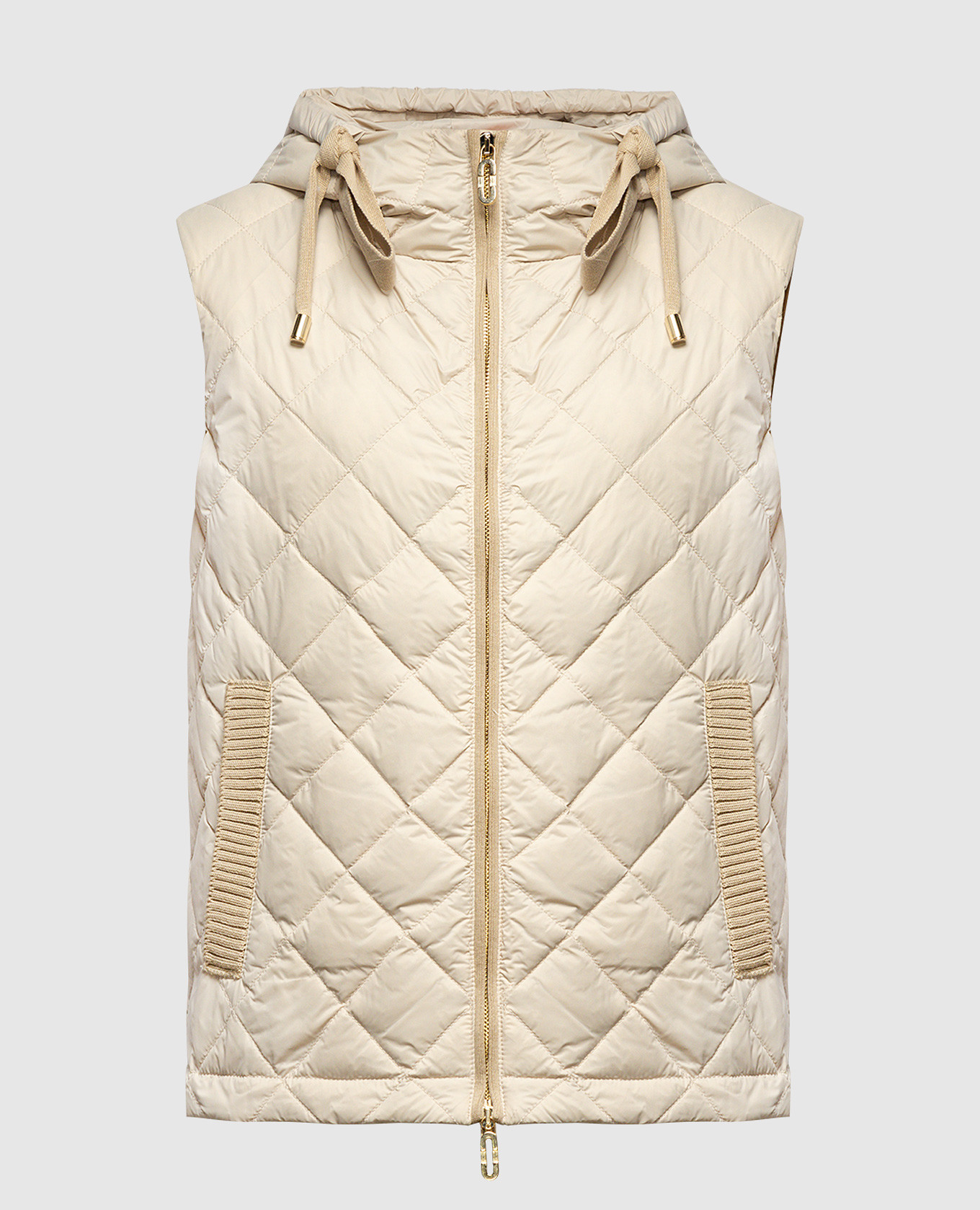 

Beige quilted down vest with metallic logo Stilnology