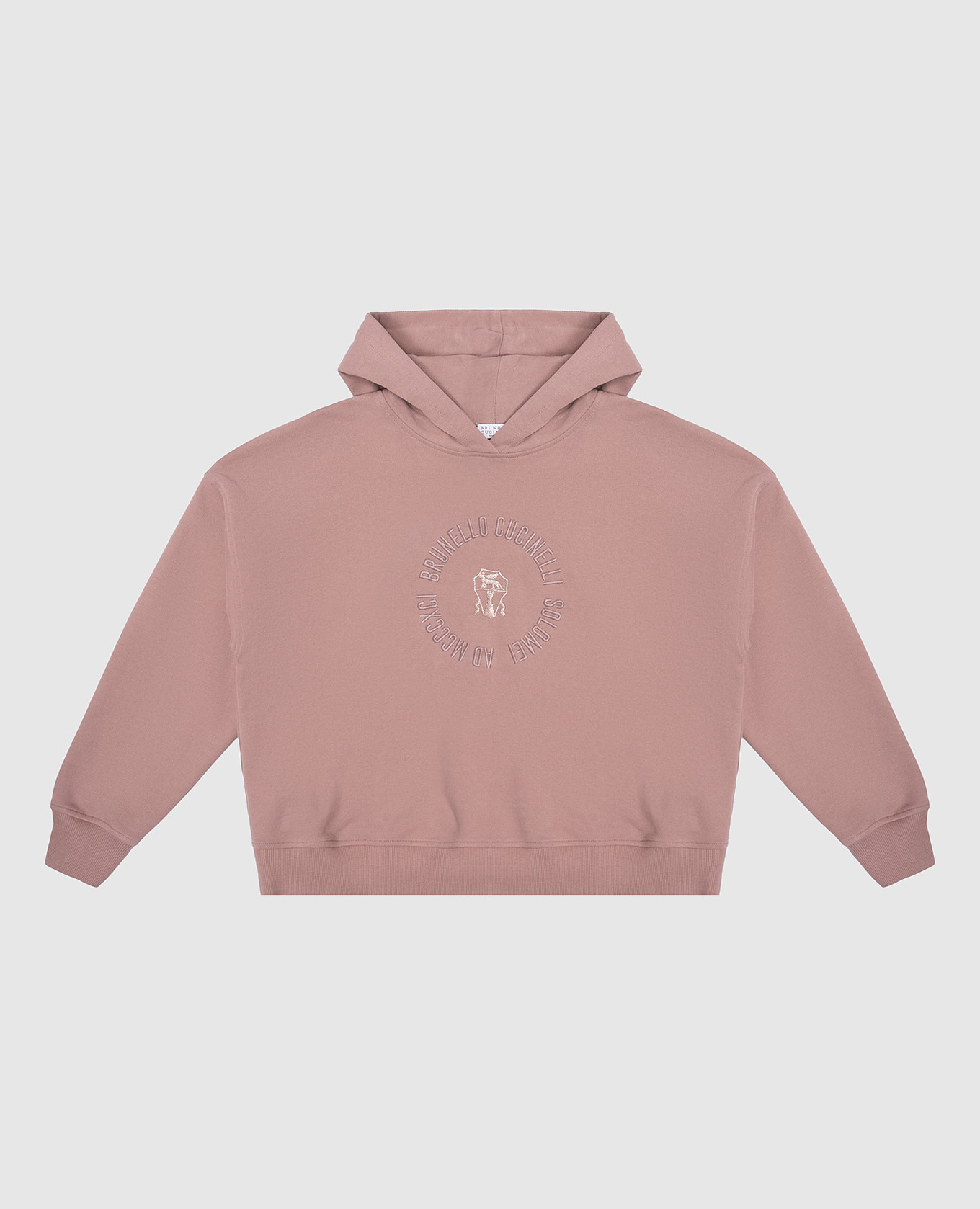Children's brown hoodie with logo embroidery brunello cucinelli