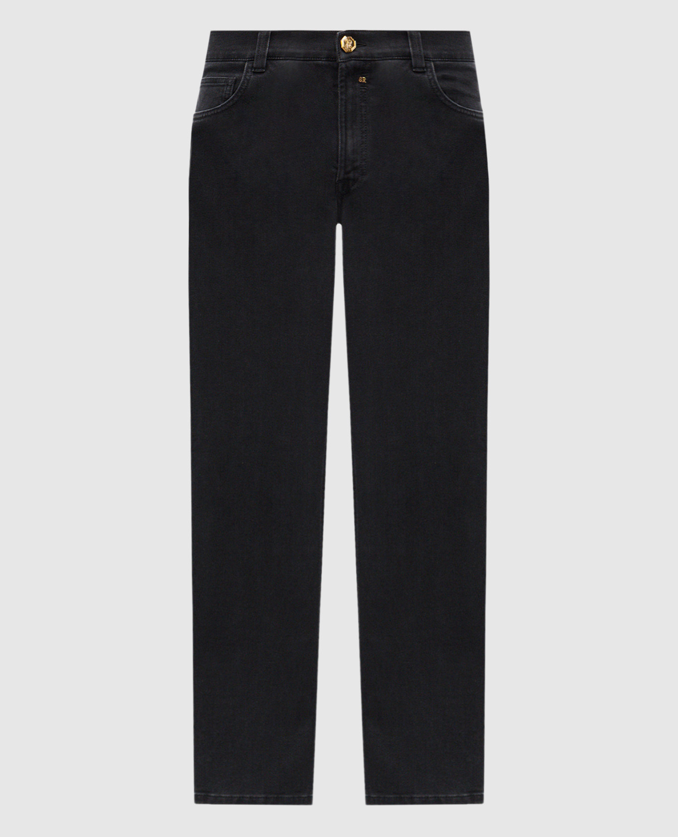 Black jeans with logo patch Stefano Ricci