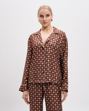 AMIRI Brown silk blouse with monogram logo print AWSTCA1025