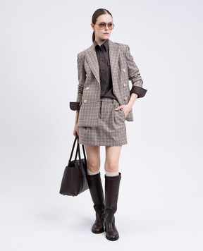 Brunello Cucinelli Beige double-breasted checked wool jacket MG5237050P
