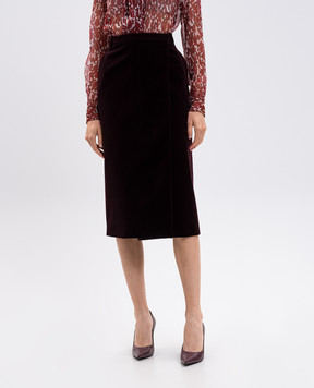 Saint Laurent Burgundy velvet pleated skirt 826769Y615W