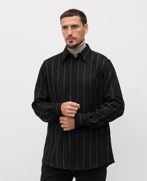Dolce&Gabbana Black striped alpaca shirt G5NP9TFRZAP