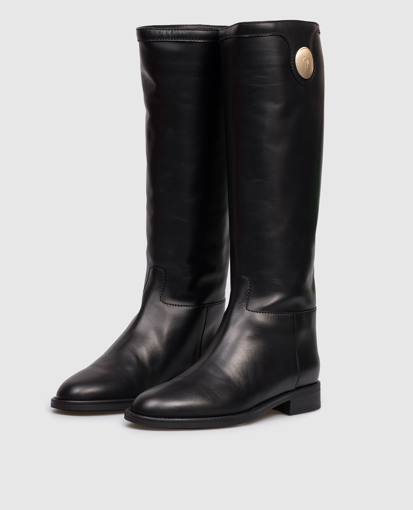 

Lidia black leather boots with logo Giuseppe Zanotti