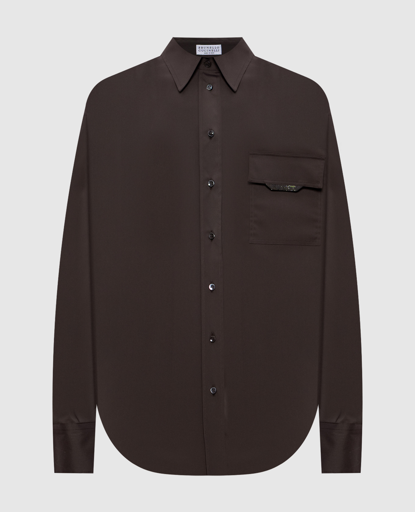 Brown shirt with monil chain Brunello Cucinelli