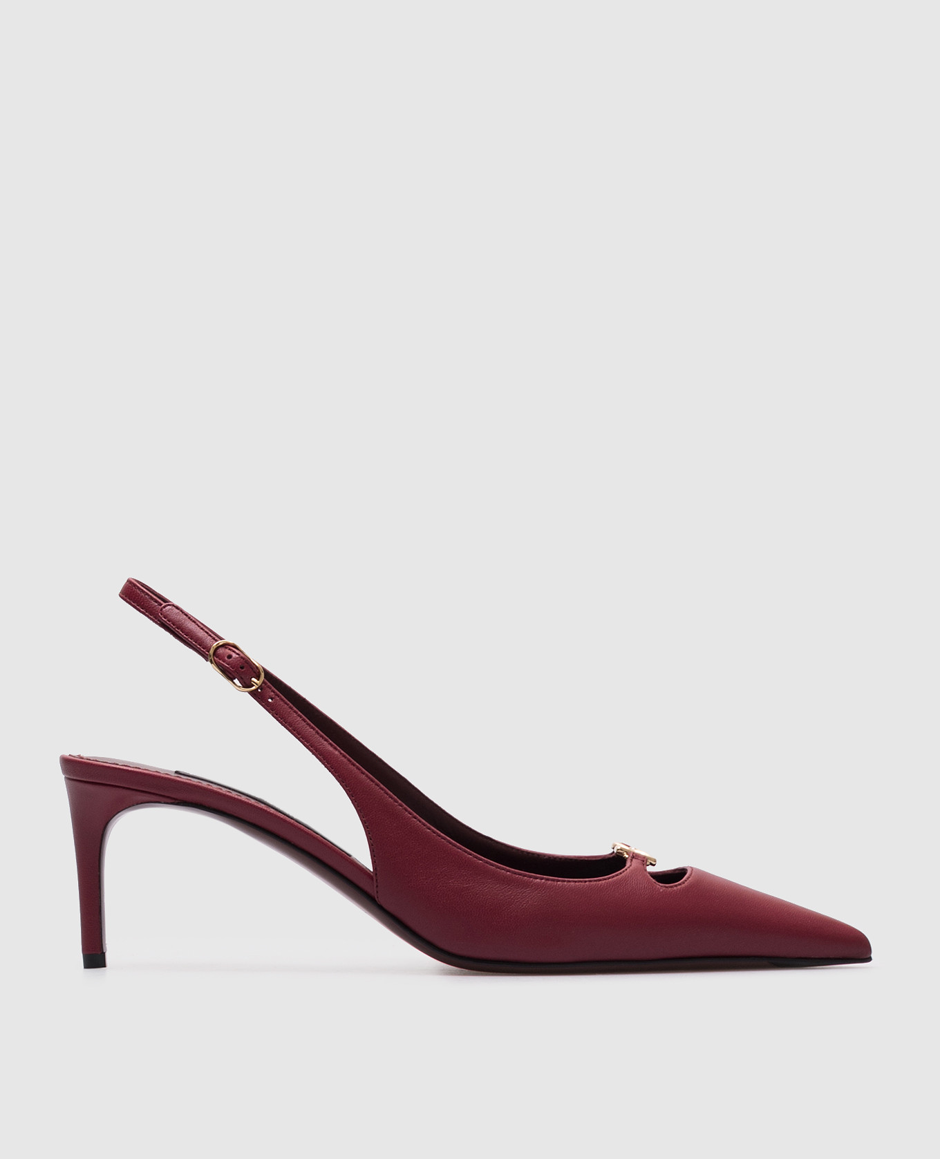 Burgundy leather slingbacks with logo