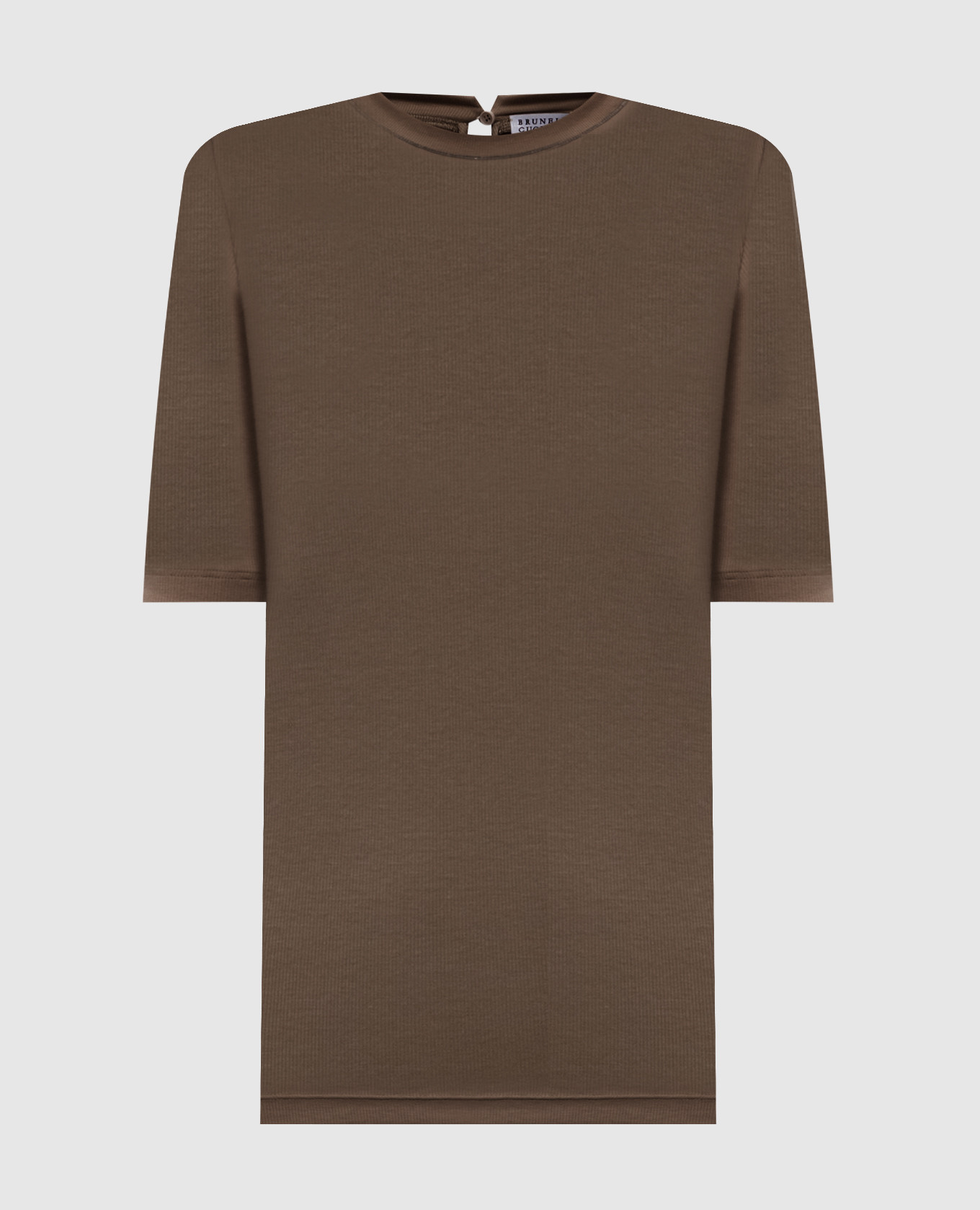 Brown ribbed top with monil chain Brunello Cucinelli