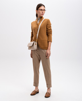 COLOMBO Brown logo cashmere cardigan MA04541226KI