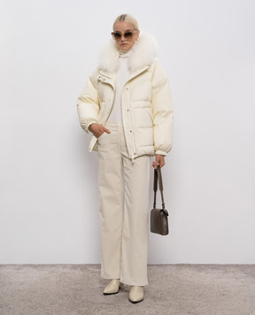 Dondup Jacklyn beige corduroy flared pants DP427VS0916DXXX