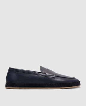 Brunello Cucinelli Blue leather slip-ons Soft MZUETOS725