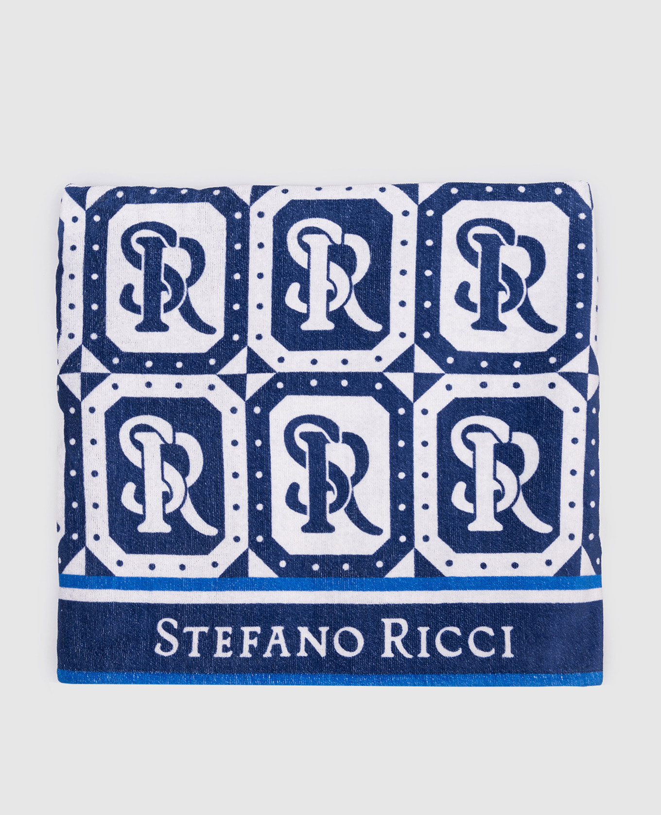 

Blue towel with logo print Stefano Ricci