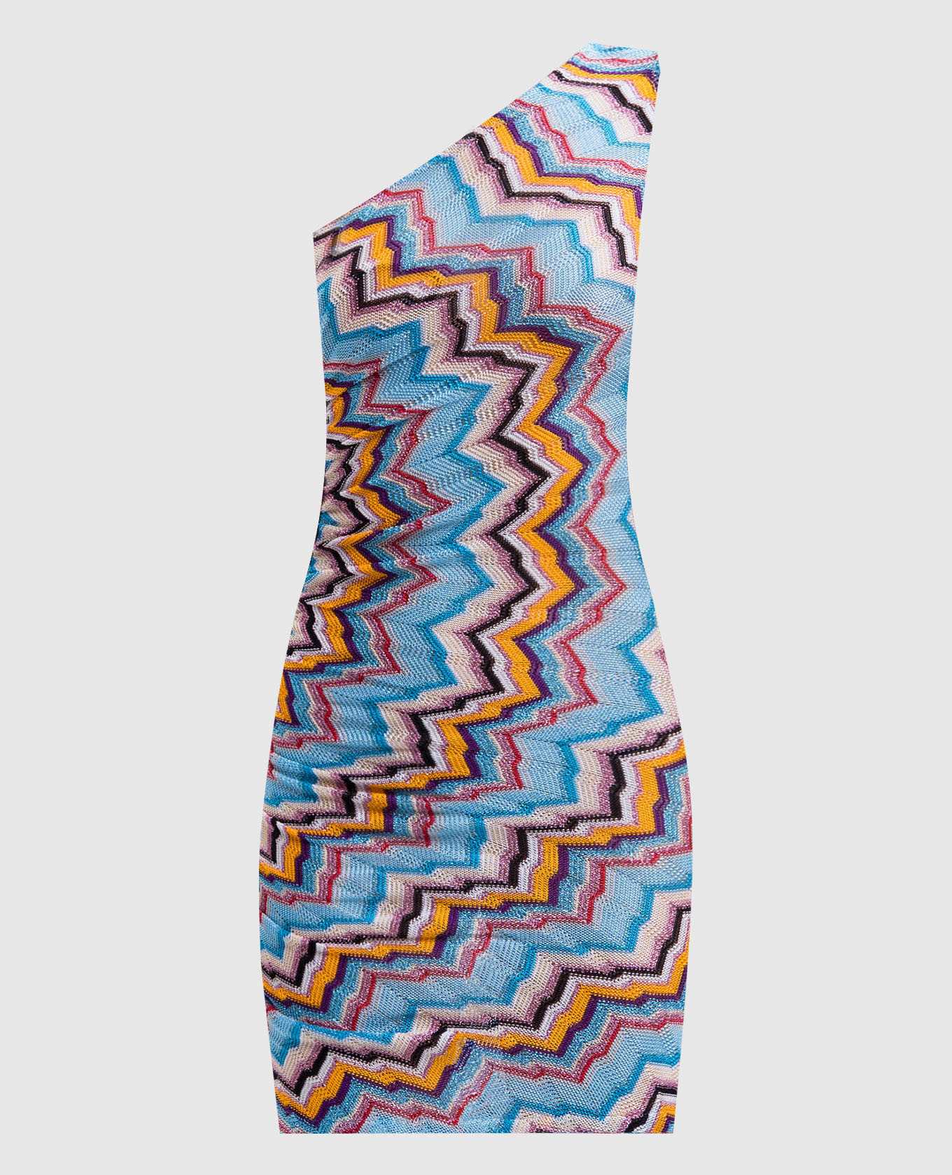 

Blue one-shoulder patterned mini dress Missoni, Light blue