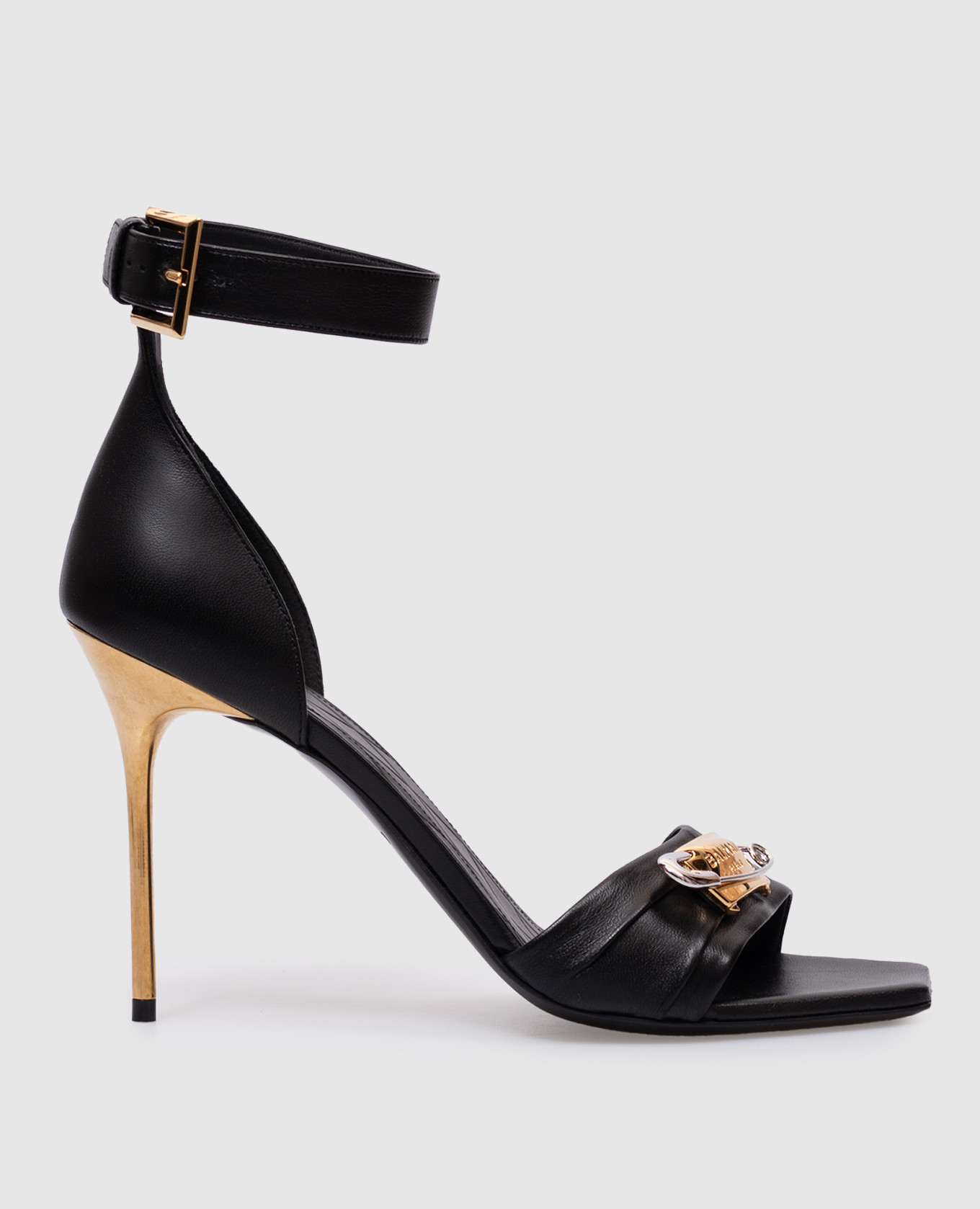 

Black leather sandals with metal element Balmain