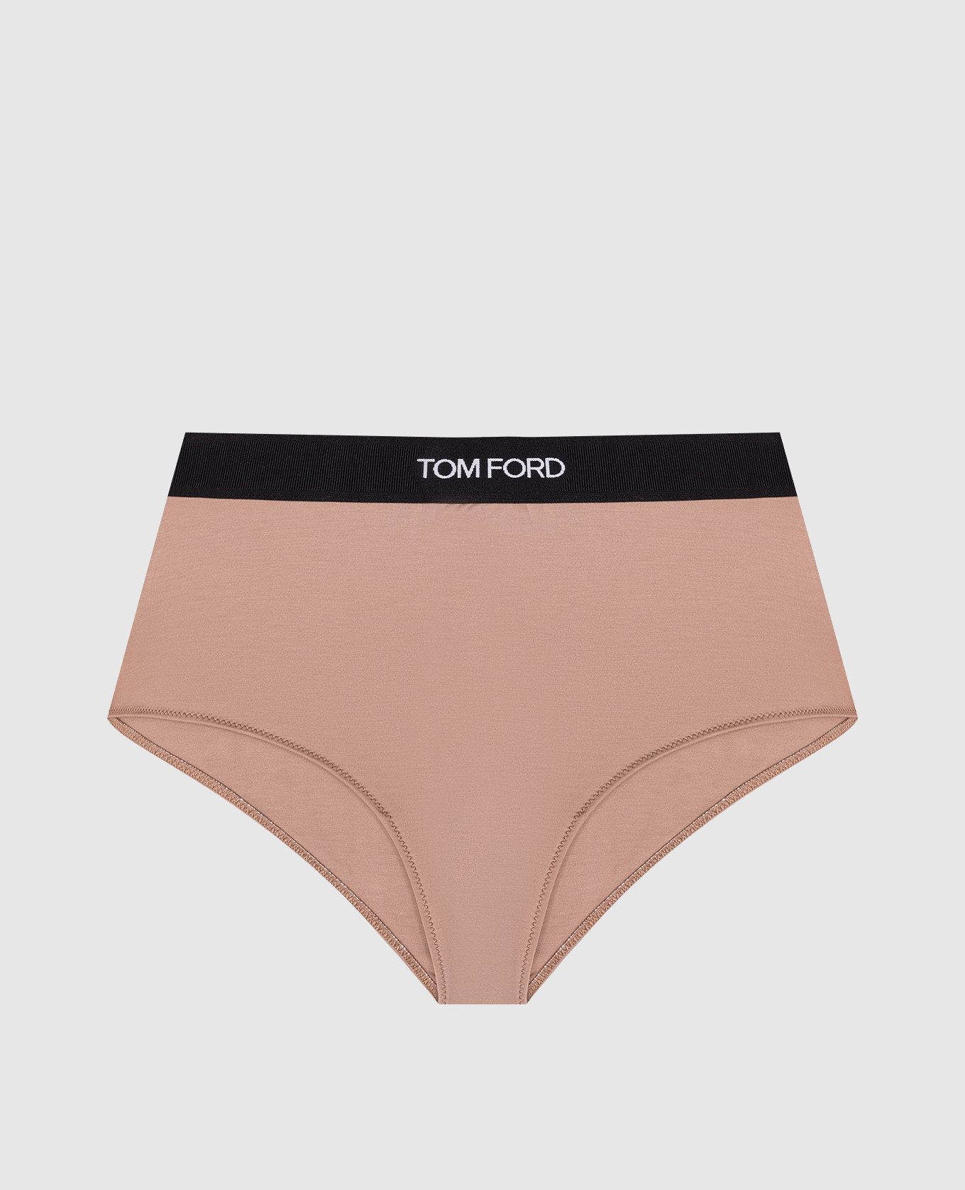 Beige high rise briefs with logo pattern