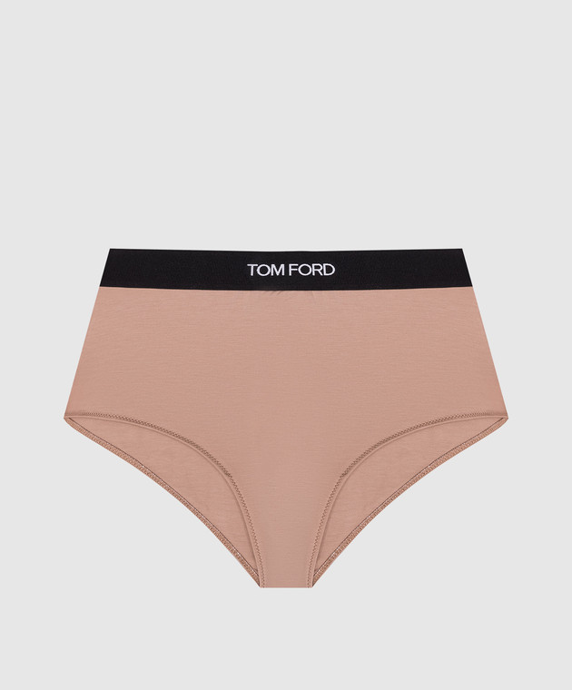 Tom Ford - Beige high rise briefs with logo pattern