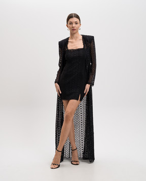 Charo Ruiz Nilere Black Silk Lace Long Cardigan 256302