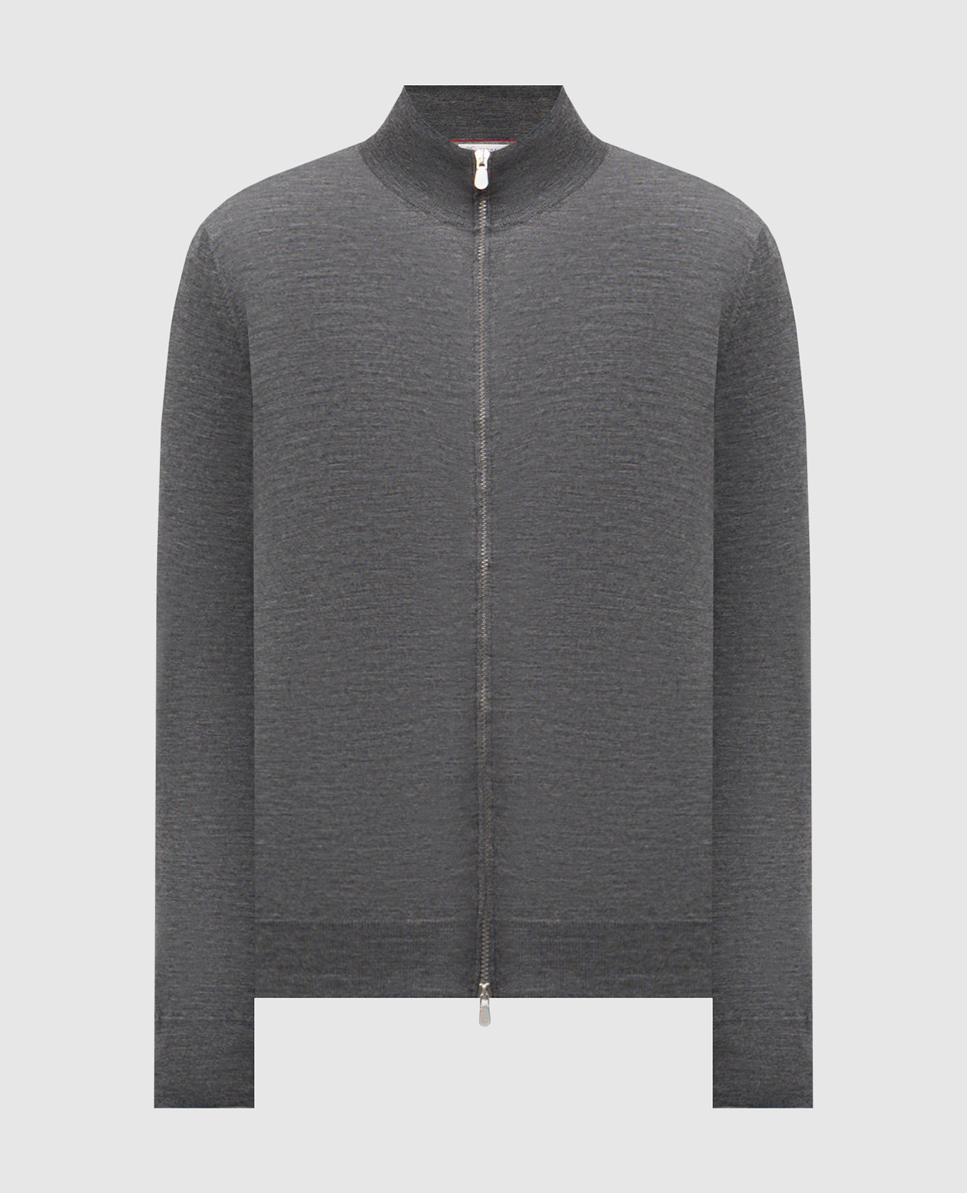 Grey melange wool and cashmere cardigan