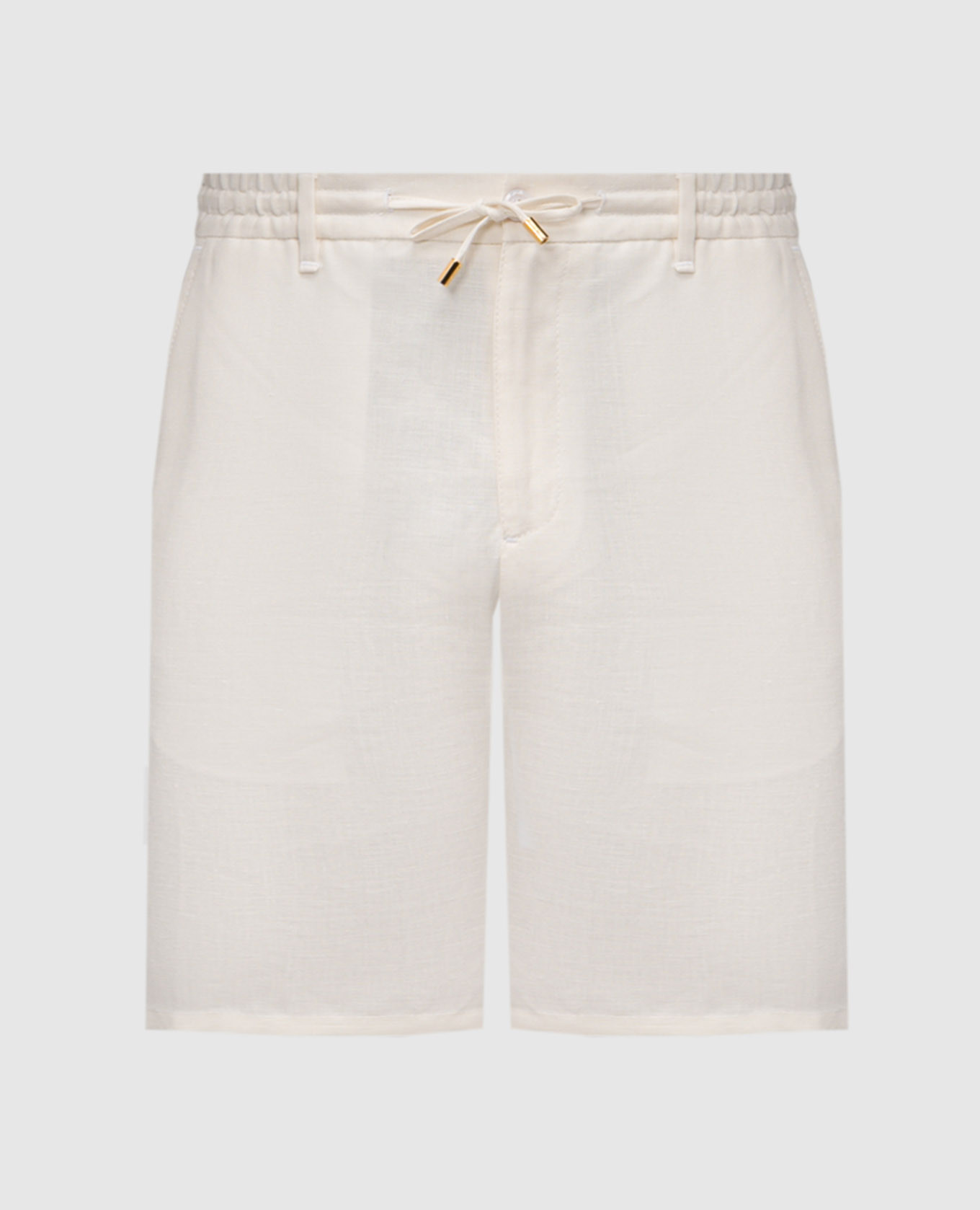 

Beige linen and silk shorts with monogram logo Stefano Ricci