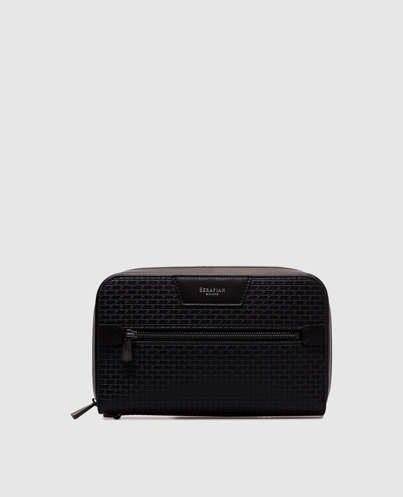 

Black leather clutch with logo Serapian