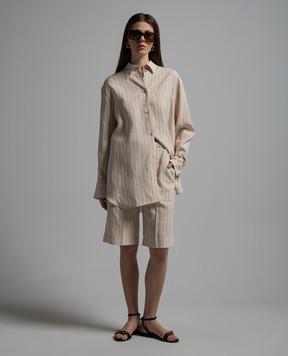 Toteme Beige striped shorts 242WRB1674FB0112