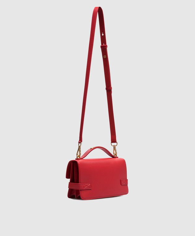 Balmain - B-Buzz 24 Red Leather Messenger Bag with Monogram