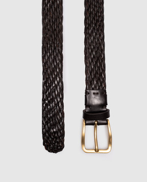Brunello Cucinelli Brown leather belt with weaving MAUFB344