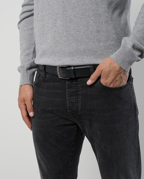 MooRER Blue leather belt BERTH BERTHASH