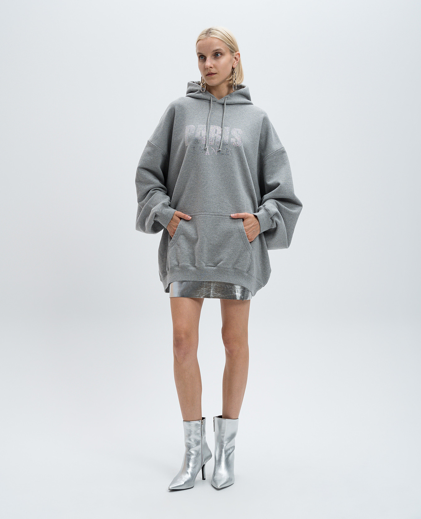 Gray melange hoodie with crystals Vetements 2