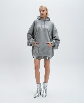 Vetements Gray melange hoodie with crystals UA65HD590G