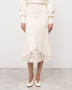 Twinset White midi skirt with floral embroidery 252TP3407
