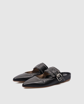 Laura Bellariva Black studded leather mules P9463BA41
