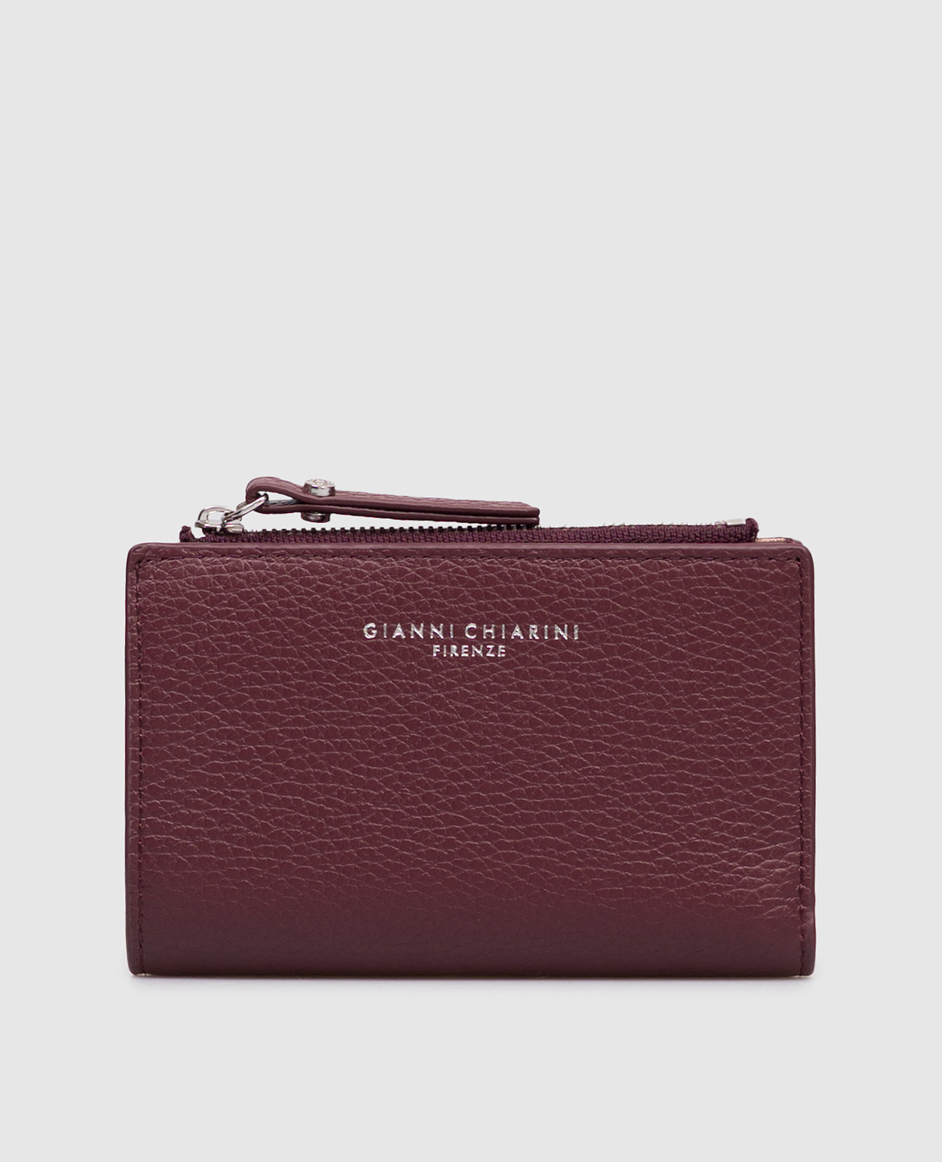 Burgundy leather wallet with logo print Gianni Chiarini