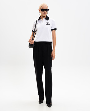 Dolce&Gabbana White polo with contrasting logo applique F8V33ZGDDBE