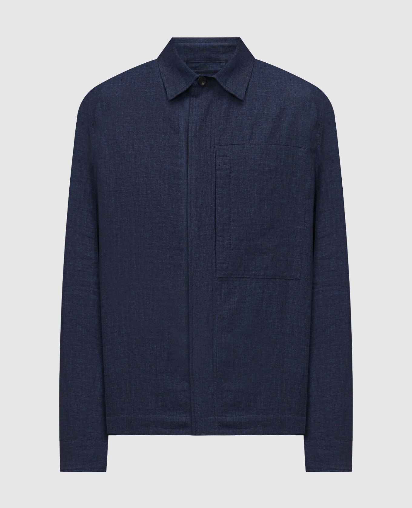 

Blue linen jacket with logo patch Peserico