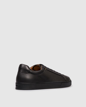 Doucal's Black leather sneakers with logo DU3483SPENPF797