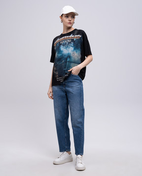 Dondup Black T-shirt with print DS034JF0350DIV5