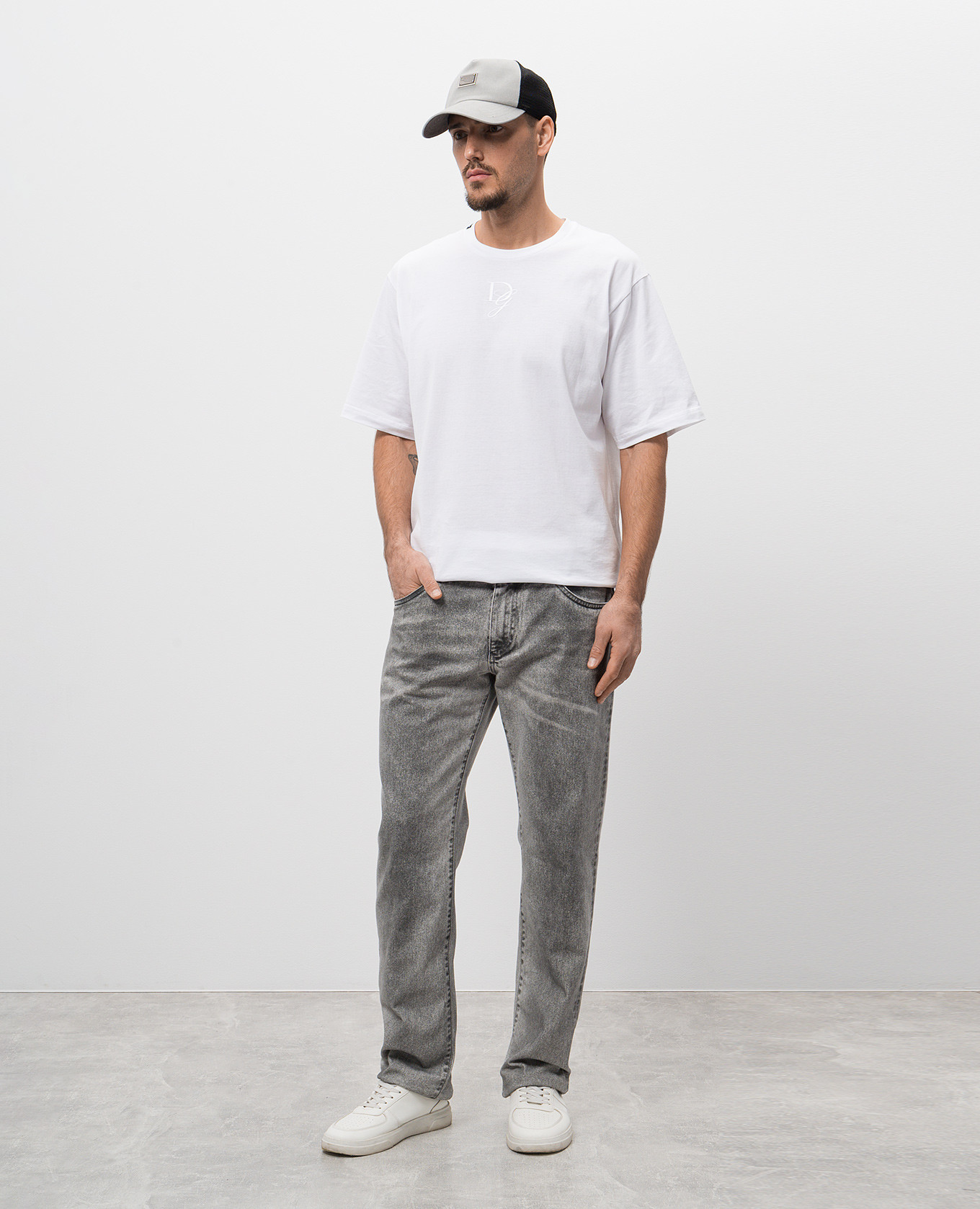 

White T-shirt with logo embroidery Dolce&Gabbana