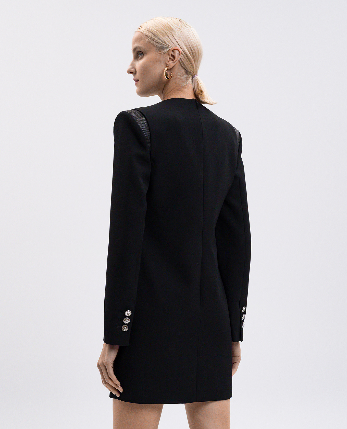 Black wool mini dress with logo patch Versace 4