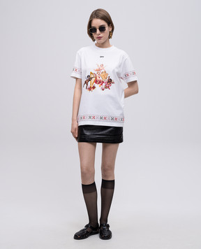 Off-White White T-shirt with embroidered emblem OMAA027S25JER002